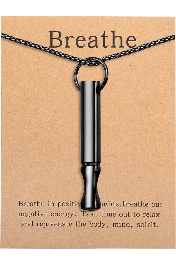 Positive Breathing Necklace Stainless Steel Stress Reduction Pendant Anxiety Reduction Jewelry Gift for Women Men