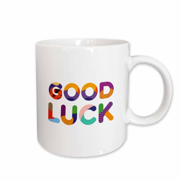 3drose, Positive Colorful Text Good Luck. a Funny Typography Gift, Charm, 15oz Mug