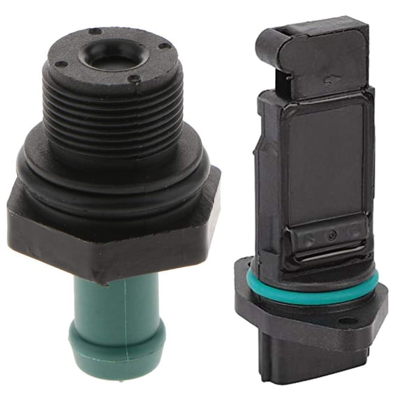 Positive Crankcase Ventilation PCV Valve with 1Pcs Mass Air Flow Meter Sensor, for 02-15,1 x Sensor 1 x PCV Valve,Black & Green