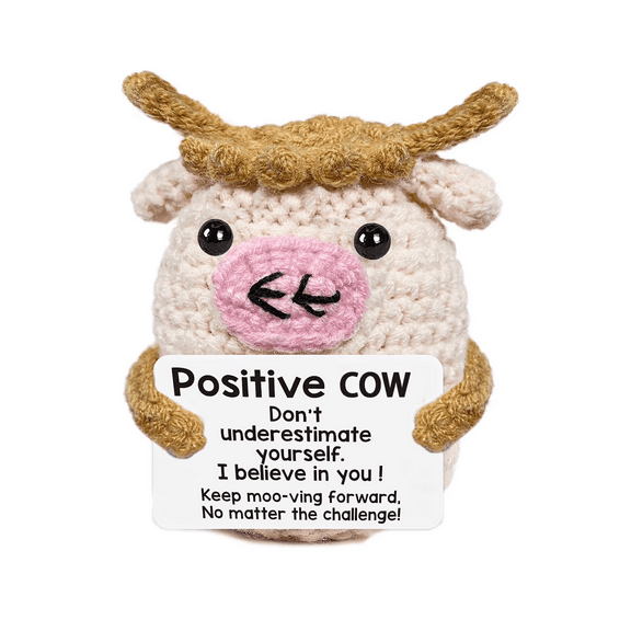 Positive Crochet Animals, Handmade Mini Animals Crochet Mini Cute Desk Decor Birthdays Gifts for Animal Lover, Easter Basket Stuffers Encouragement Inspirational Gifts for Women