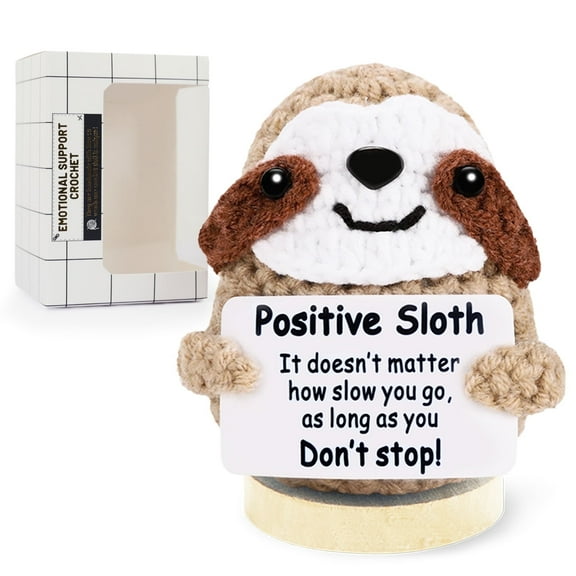 Positive Sloth Emotional Support Crochet Figure, Handmade, Stress Relief