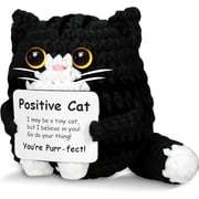 Positive Crochet Cat Animal Emotional Support Crochet Cat Handmade Crochet Animals Lover Gifts for Women Men,Handmade Funny Mini Birthday Cute Cat Decor Mom Grandma Daughter Son Friends