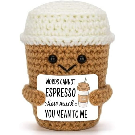 Positive Crochet Coffee Doll, Coffee Lovers Gifts for Women, Birthday Presents for Her, Funny Gifts for Best Friend Boyfriend Girlfriend$$Home Decor, Kitchen, & Other