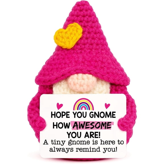 Positive Crochet Gnome Birthday Gifts for Women Men Teacher Appreciation Mothers Day Graduation Gift Adult Kids Son Mom Dad Daughter Sister Friend Coworkers Self Care Emotional Inspirational Support