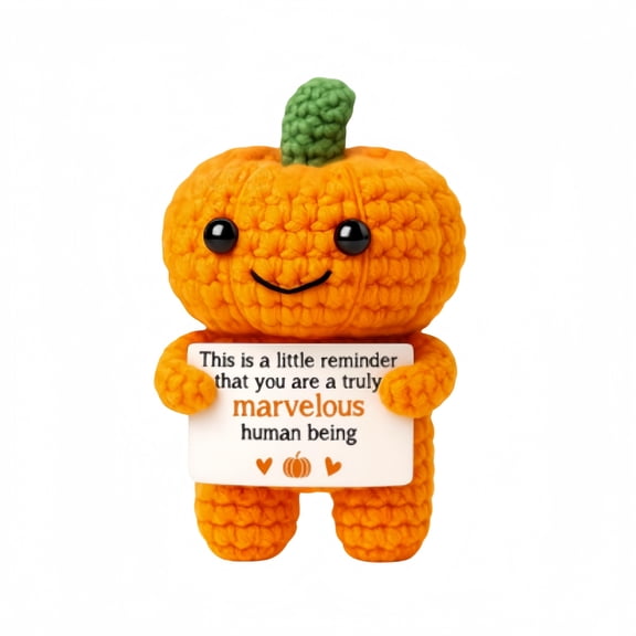 Positive Crochet Pumpkin, Emotional Support Halloween Gift, Cute Handmade Crochet Pumpkin with Positive Message, Fall Mini Autumn Decor & Gift