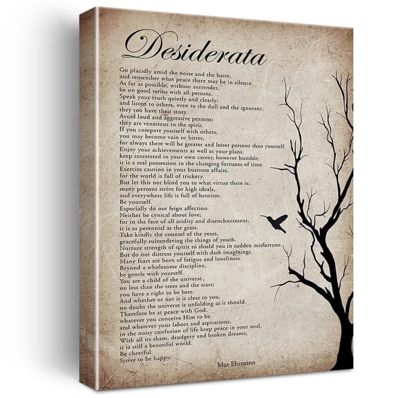 Positive Desiderata Poem Wall Art Canvas Vintage Poster Motivational Minimalist Modern Painting for Home Wall & Tabletop Decor poster