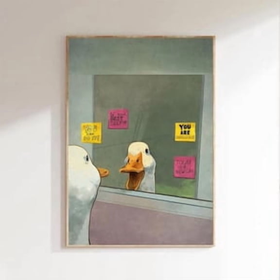 Positive Duck Funny Motivation Poster, Poster Home Decor, Poster Only