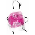 thumbnail image 1 of Positive Energy Apron, Monochrome Image with Cursive Lettering on Brushstroke Backdrop, Unisex Kitchen Bib with Adjustable Neck for Cooking Gardening, Adult Size, Pink and White, by Ambesonne, 1 of 4
