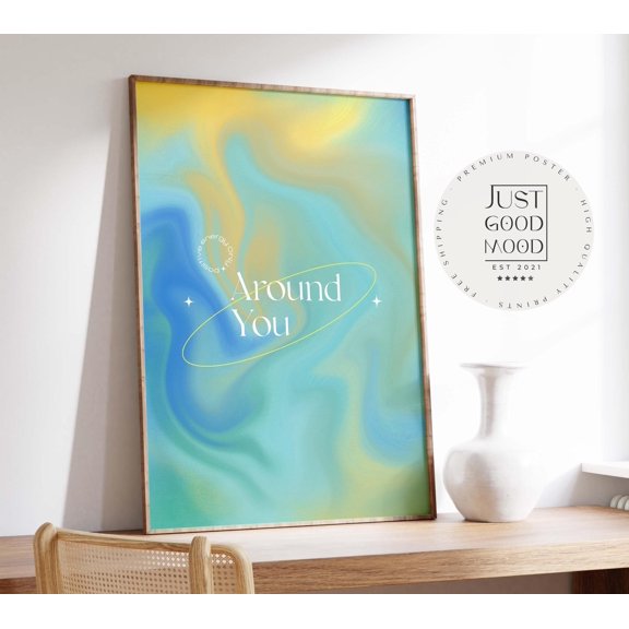 Positive Energy Around You Poster · Gradient Background · Motivational Typography Design · Print , Poster Print Only