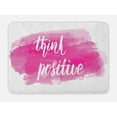 thumbnail image 1 of Positive Energy Bath Mat, Monochrome Image with Cursive Lettering on Brushstroke Backdrop, Plush Bathroom Decor Mat with Non Slip Backing, 29.5" X 17.5", Pink and White, by Ambesonne, 1 of 2