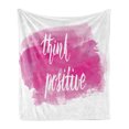 thumbnail image 1 of Positive Energy Soft Flannel Fleece Throw Blanket, Monochrome Image with Cursive Lettering on Brushstroke Backdrop, Cozy Plush for Indoor and Outdoor Use, 50" x 60", Pink and White, by Ambesonne, 1 of 5