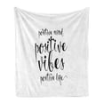 thumbnail image 1 of Positive Energy Soft Flannel Fleece Throw Blanket, Simple Monochromatic Illustration with Words, Cozy Plush for Indoor and Outdoor Use, 50" x 70", Charcoal Grey and White, by Ambesonne, 1 of 5