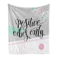 thumbnail image 1 of Positive Energy Soft Flannel Fleece Throw Blanket, Positive Vibes Only on Creative Design Abstract Backdrop Print, Cozy Plush for Indoor and Outdoor Use, 70" x 90", Pale Grey Multicolor, by Ambesonne, 1 of 5
