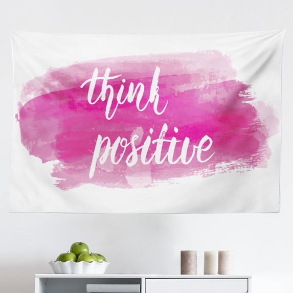 Positive Energy Tapestry, Abstract Design Themed Words with Mind Vibes Life Words, Fabric Wall Hanging Decor for Bedroom Living Room Dorm, 2 Sizes, Multicolor, by Ambesonne