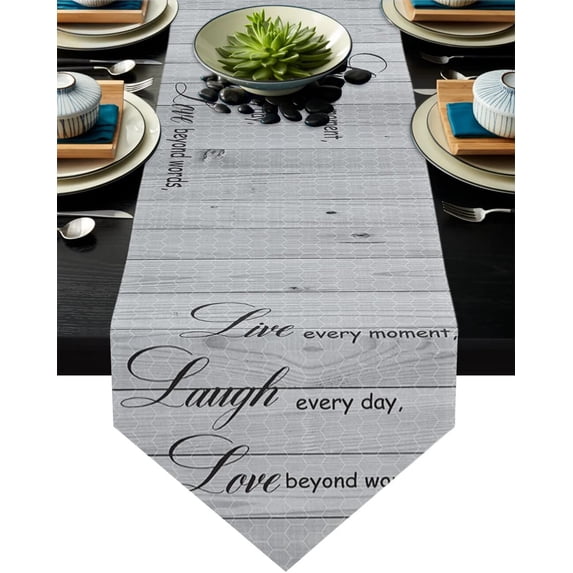 Positive Energy Text On White Background Table Runners For Wedding Party Decoration Modern Table Runner Home Kitchen Decor