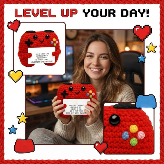 Positive Game Controller Plush Toy - Cute Soft Stuffed Doll with Game Controller Design, Comfortable Plush Material - For Kids, Gamers, Room Decor, Gifting