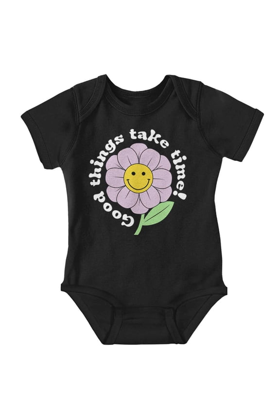 Positive Good Things Take Time Flower Bodysuit Jumper Girls Infant Baby Brisco Brands 24M