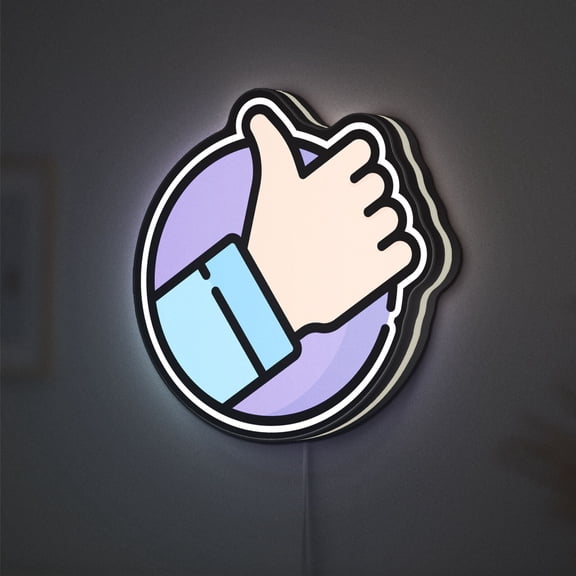 Positive Hand Gesture 3D Novelty Light Box, Thumbs Up Symbol Decor, Motivational Wall or Desk Light for Offices and Classrooms (Width 16 inch, 40cm)