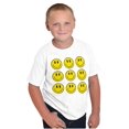 thumbnail image 1 of Positive Happy Faces Smile Emoticons Crewneck T Shirts Boy Girl Teen Brisco Brands S, 1 of 5
