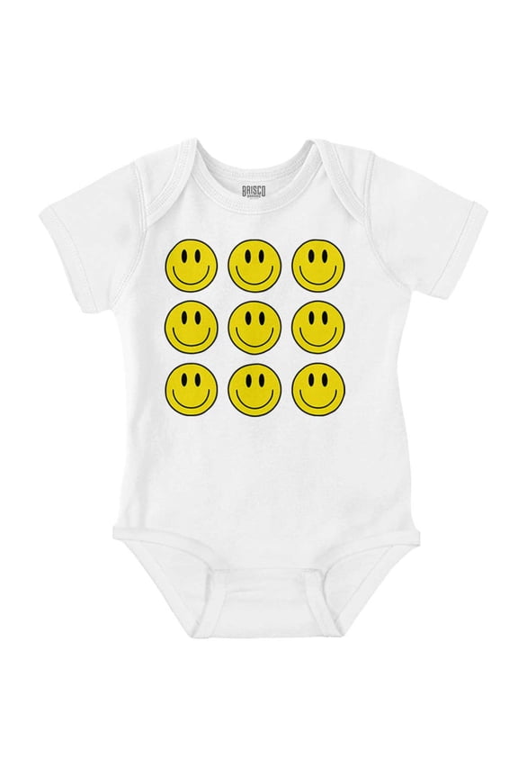 Positive Happy Faces Smile Emoticons Romper Boys or Girls Infant Baby Brisco Brands NB
