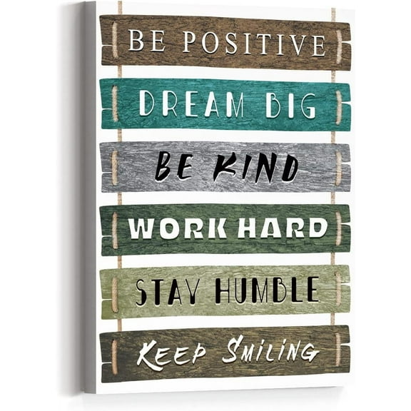 Be Positive Inspirational Quotes Wall Art Canvas, Rustic Positive Motivational Canvas Prints Framed Wall Art Ready to Hang for Home Bedroom Office Wall Decor 12"x 15"