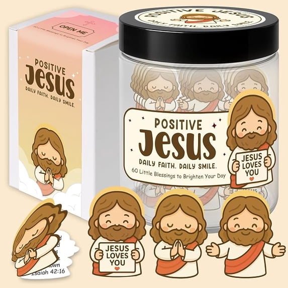 Positive Jesus Blessing Jar – 60 Daily Scripture & Encouragement Cards ...