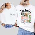 thumbnail image 1 of Positive Not Lucky Affirmation Print Tshirts Simply Blissed Mindset Graphic Tees Spiritual Uplifting Design Short Sleeve Casual Loose Tops White Vacation,M, 1 of 5