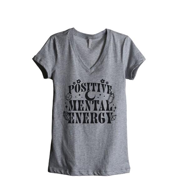 Positive Mental Energy Women's Fashion Relaxed V-Neck T-Shirt Tee Heather Grey X-Large