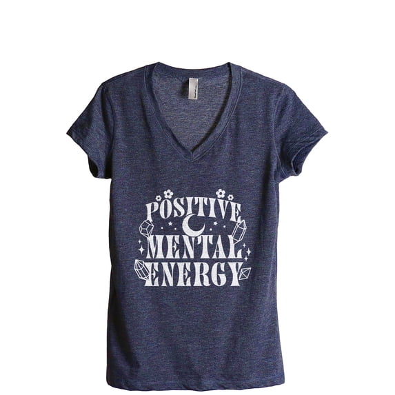 Positive Mental Energy Women's Fashion Relaxed V-Neck T-Shirt Tee Heather Navy X-Large