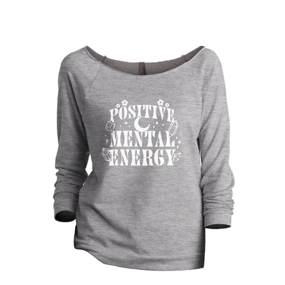 Positive Mental Energy Women's Fashion Slouchy 3/4 Sleeves Raglan Lightweight Sweatshirt Sport Grey Medium