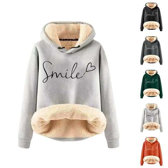 Positive Message Hoodies for Women Winter Long Sleeve Lined Thick Warm Hooded Sweatshirt Pullover Tops
