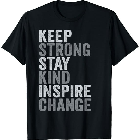 Positive Message Keep Strong Stay Kind Vintage Motivational T-Shirt100% cotton short-sleeved shirt for both men and women