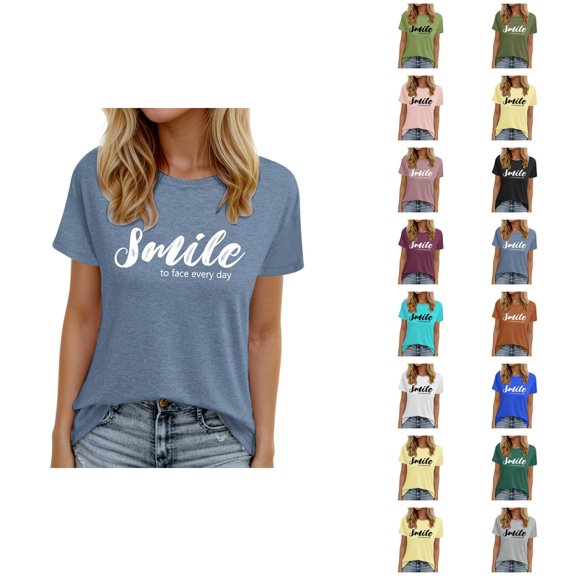 Positive Message Shirts for Women Short Sleeve Crewneck Casual Stylish Motivational Tshirts Inspirational T Shirts