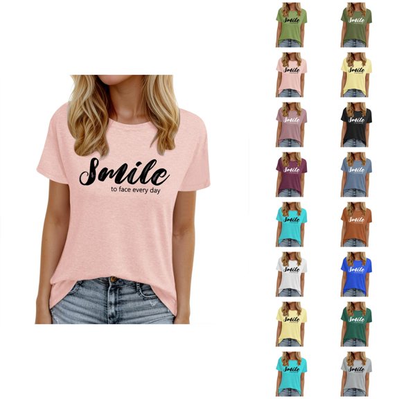 Positive Message Shirts for Women Short Sleeve Crewneck Casual Stylish Motivational Tshirts Inspirational T Shirts