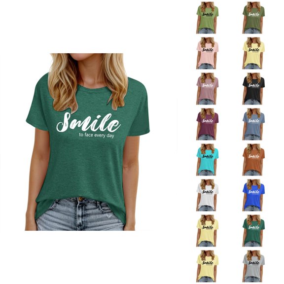 Positive Message Shirts for Women Short Sleeve Crewneck Casual Stylish Motivational Tshirts Inspirational T Shirts