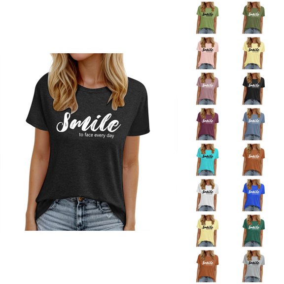 Positive Message Shirts for Women Short Sleeve Crewneck Casual Stylish Motivational Tshirts Inspirational T Shirts