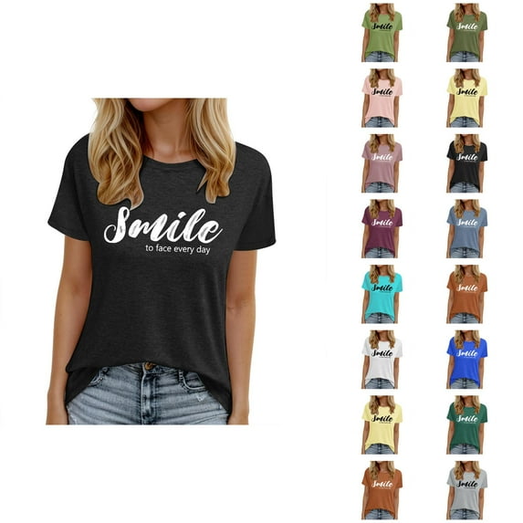 Positive Message Shirts for Women Short Sleeve Crewneck Casual Stylish Motivational Tshirts Inspirational T Shirts