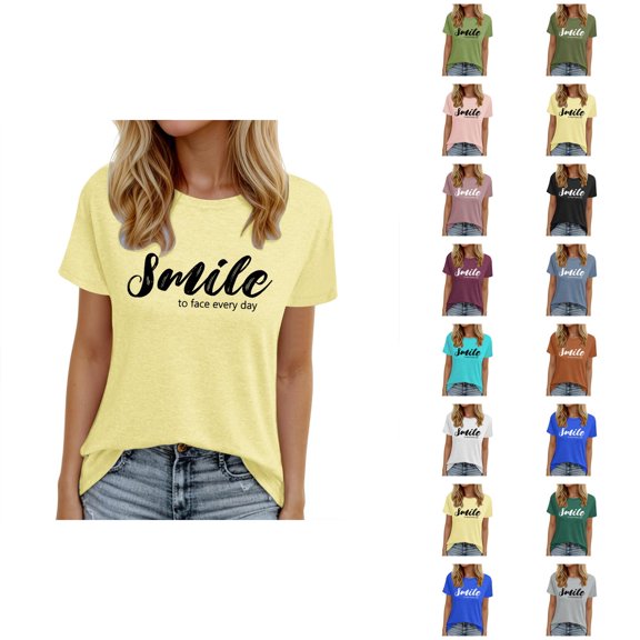 Positive Message Shirts for Women Short Sleeve Crewneck Casual Stylish Motivational Tshirts Inspirational T Shirts