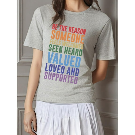 Mens & Womens Kindness Print T Shirts Uplifting 'Be the Reason Someone Feels Welcomed' Quote Unisex Tees for Daily Encouragement,S-5XL