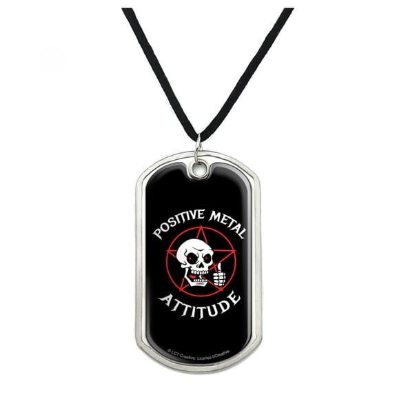 Positive Metal Attitude Mental Rock Funny Humor Military Dog Tag Pendant Necklace with Cord