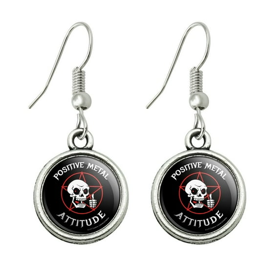 Positive Metal Attitude Mental Rock Funny Humor Novelty Dangling Drop Charm Earrings
