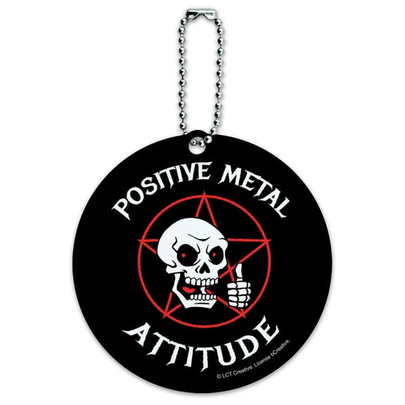 Positive Metal Attitude Mental Rock Funny Humor Round Luggage ID Tag Card Suitcase Carry-On