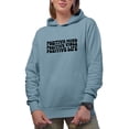thumbnail image 1 of Positive Mind, Positive Vibes, Positive Life Quote, Groovy Retro Wavy Text Merch Gift, Light Blue Hooded Sweatshirt or Hoodie, Large, 1 of 5