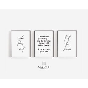 Positive Mindset Posters, Motivational Wall Art Decor, Attitude Quotes for Productivity and Self Improvement Printed Poster, Poster Only