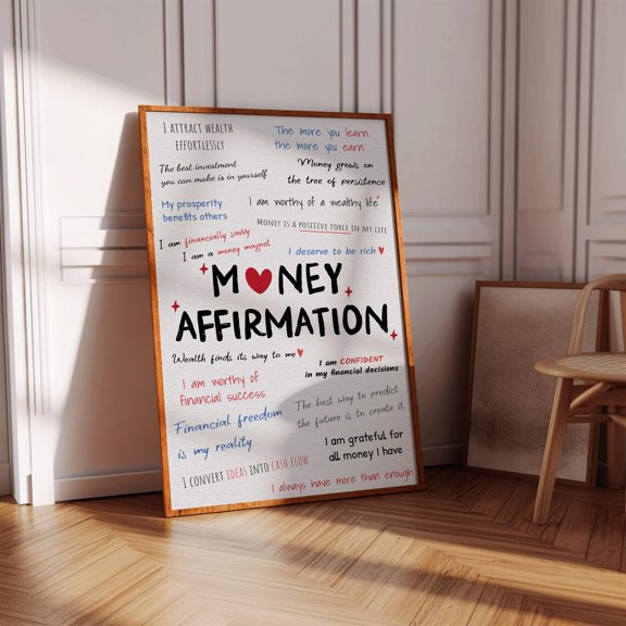 Positive Money Affirmations Financial Mindset Wall Poster