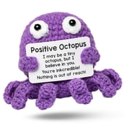 Positive Octopus - Emotional Support Crochet Dolls, Positive Crochet Animals, Emotional Support Plush Gift, Stuffed Animal for Anxiety & Stress Relief