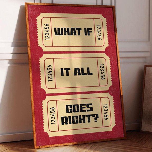 Positive Outcome Retro Ticker Vintage Ticket Funky Poster