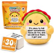 Positive Plush Taco Birthday Gift for Women Men Teacher, ScoopUp Squad Uplifting Affirmation with 30 Cards, Emotional Funny Supportive Messages for Friends, Family, Coworker Charlie The Taco
