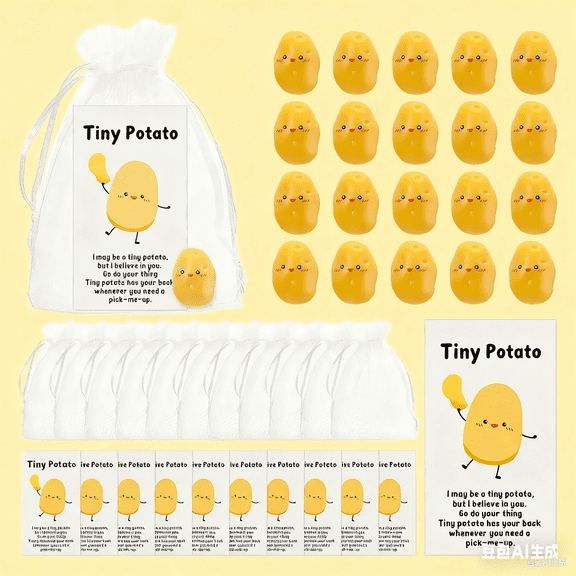 Tiny Potato Employee Appreciation Gifts Bulk ,Mini Potatoes with Funny Card,Emotional Support Motivational Gifts, End of Year Student Inspirational for Coworker Staff Teacher (25 Pcs)