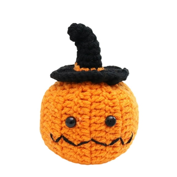 Positive Pumpkin Handmade Crochet Halloween Fall Desk Ornament Pumpkins with Witch Hat Crochet Kits Funny for Women Men Family Home Halloween Props - Fall Home Decorating(Finished product)-C